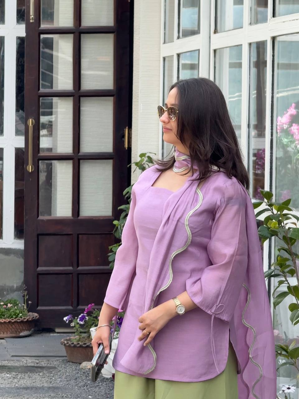 Effortless Style Purple and Green Combination