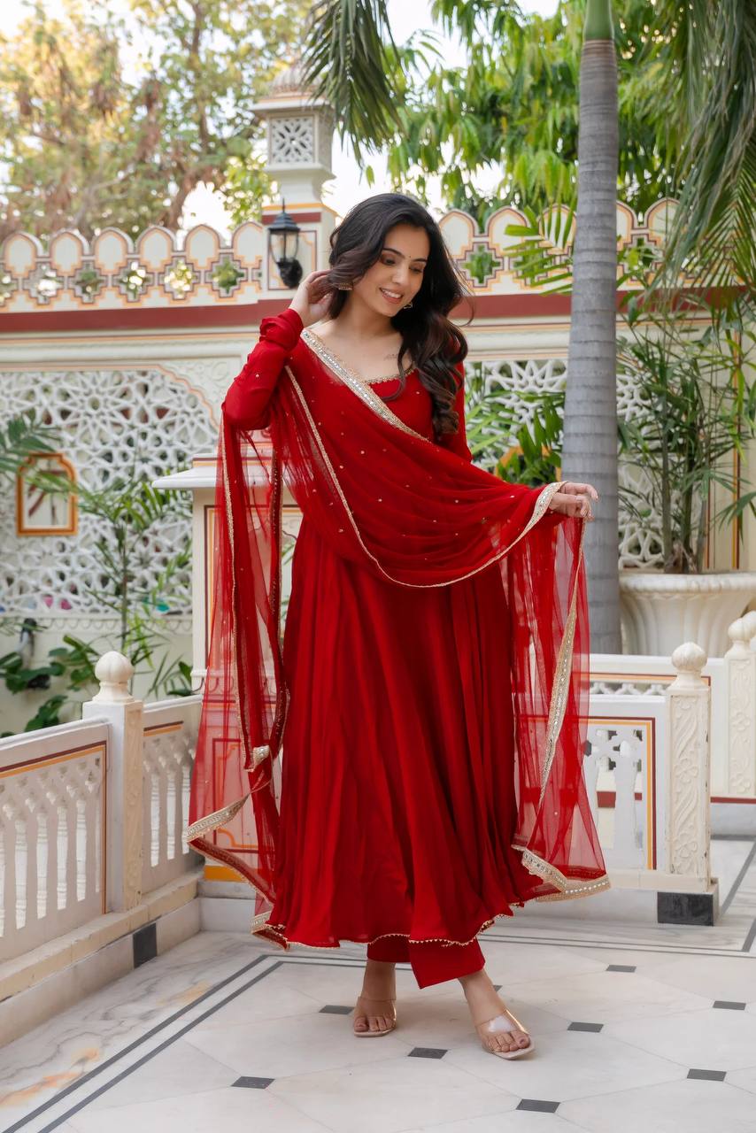 Luxe Red Anarkali Tradition Meets Modern Elegance