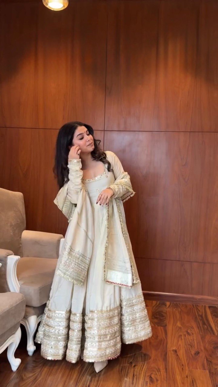 Regal Essence Cream Anarkali Fashion