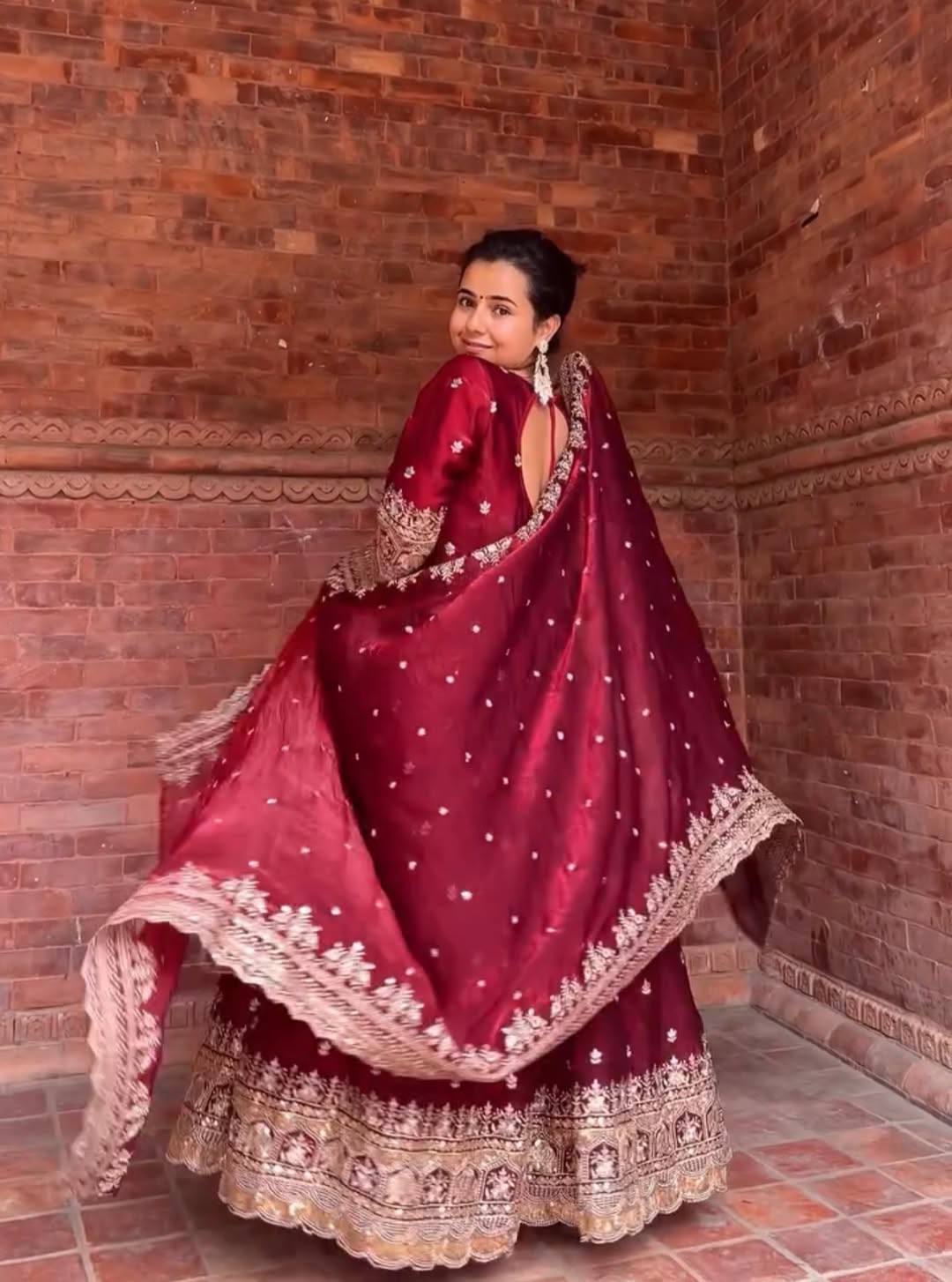 Timeless Charm Maroon Anarkali for Grace