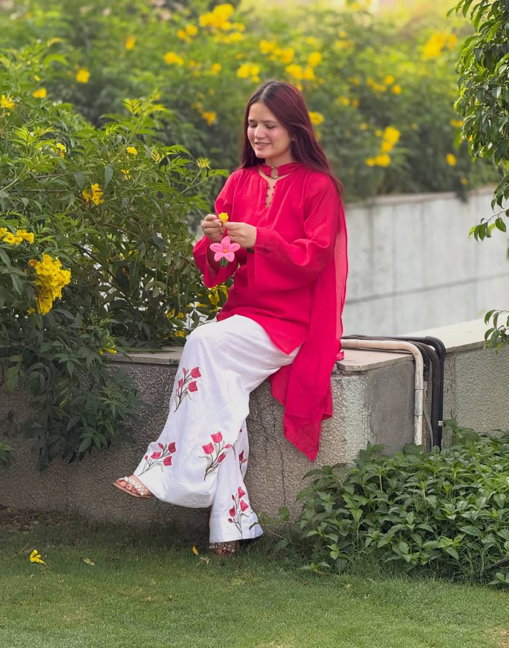 Timeless Style Red and White Ensemble
