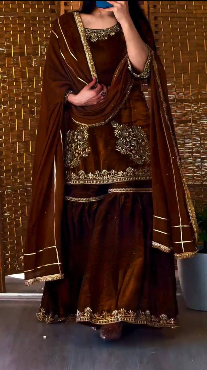 Radiant Charm Luxe Brown and Gold Dress