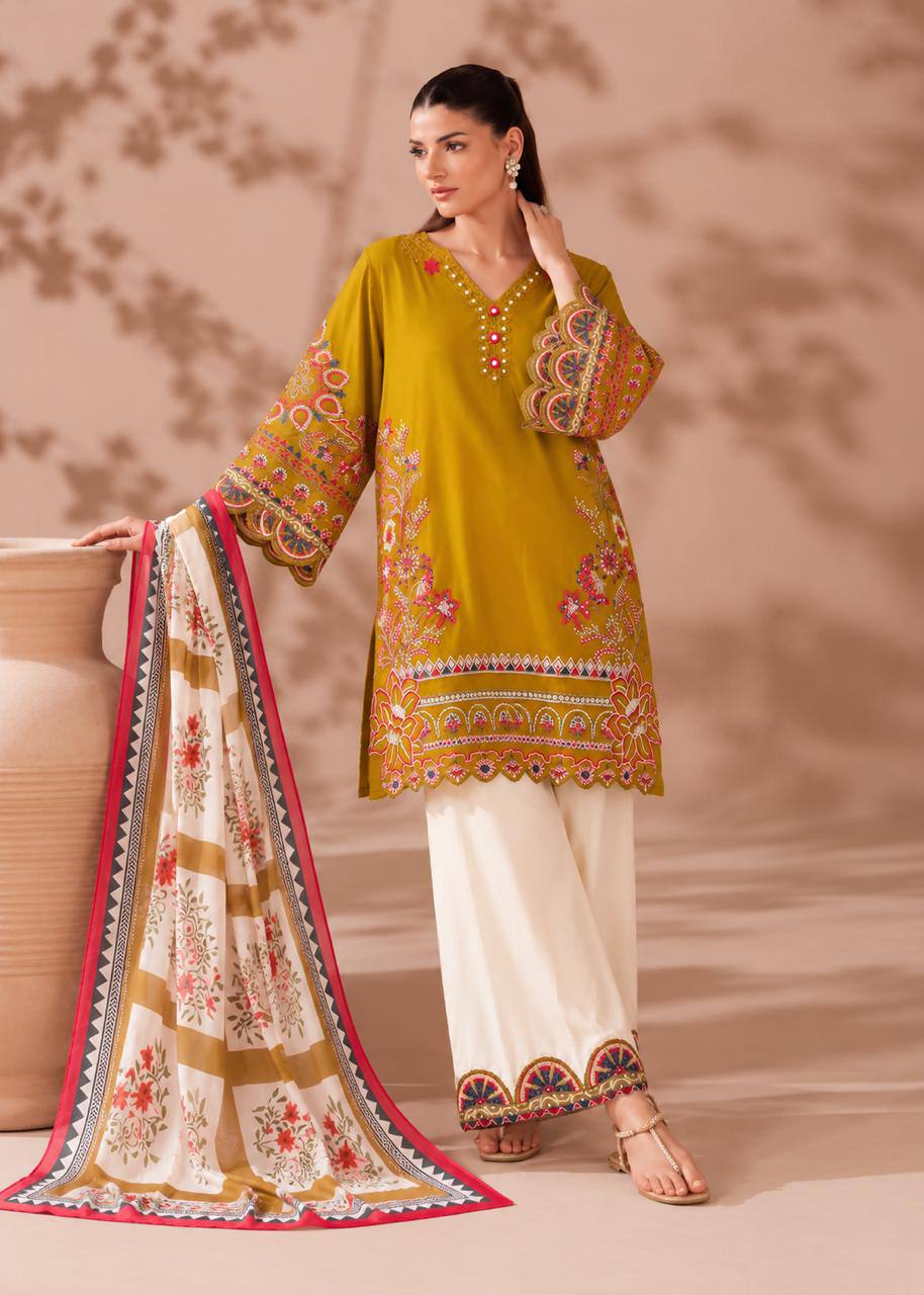 Timeless Mustard Embroidered Suit with Grace