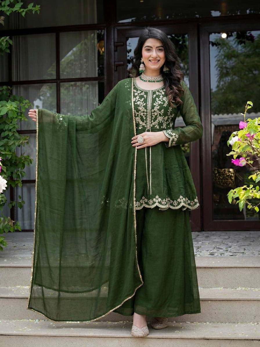 Elegant Green Embroidered Georgette Suit Collection