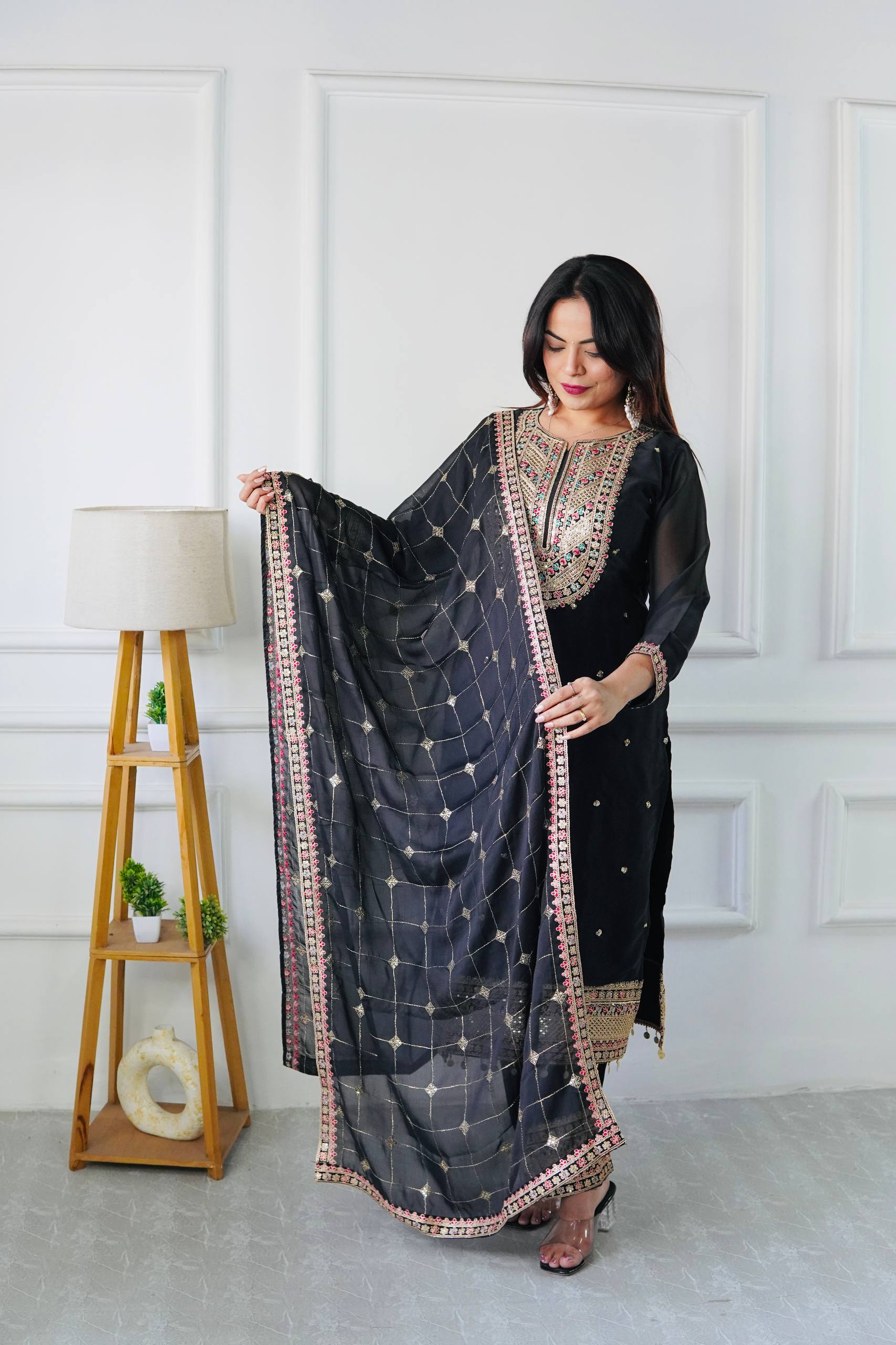 Radiant Elegance in Black Ethnic Fashion