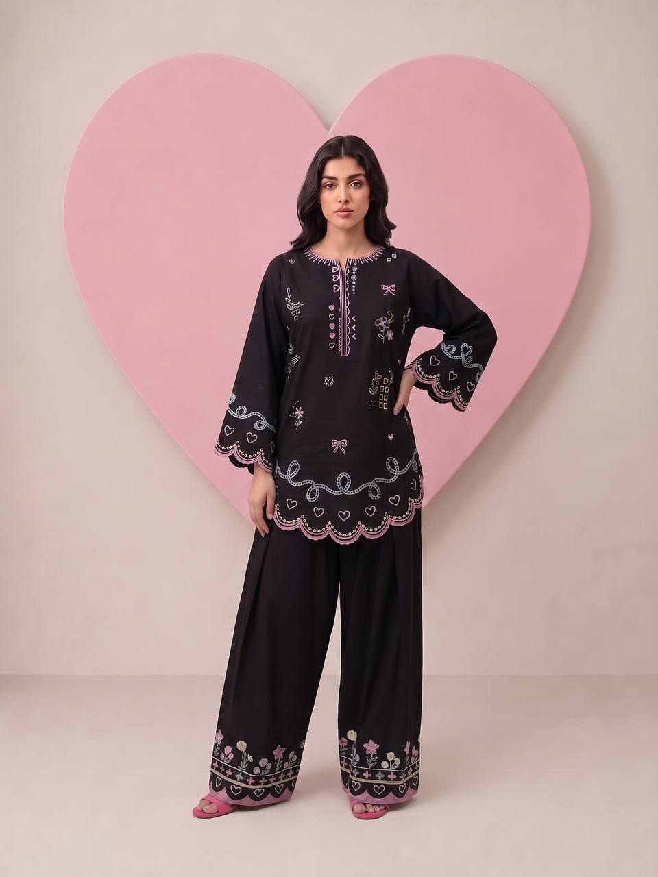 Stylish Affection Black Farshi Salwar Embroidered Suit