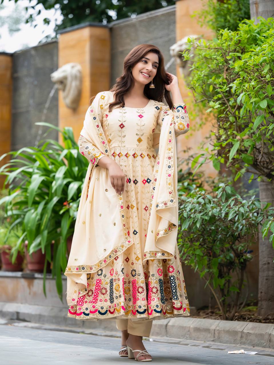 Exquisite Beige Anarkali Suit for Special Occasions