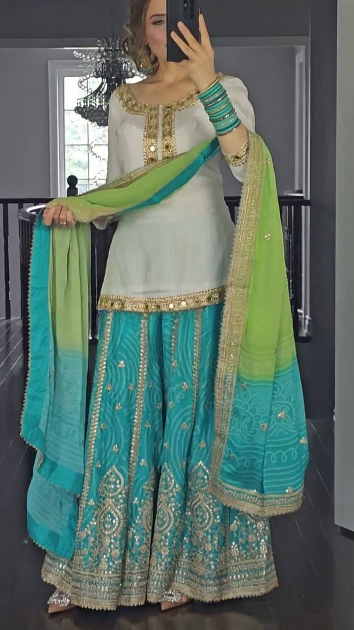 Summer Special Presenting New Designer Party Wear Top Sharara Suit In Fancy Style