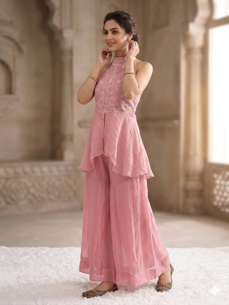 Trendy Pink Palazzo Set for Fashion