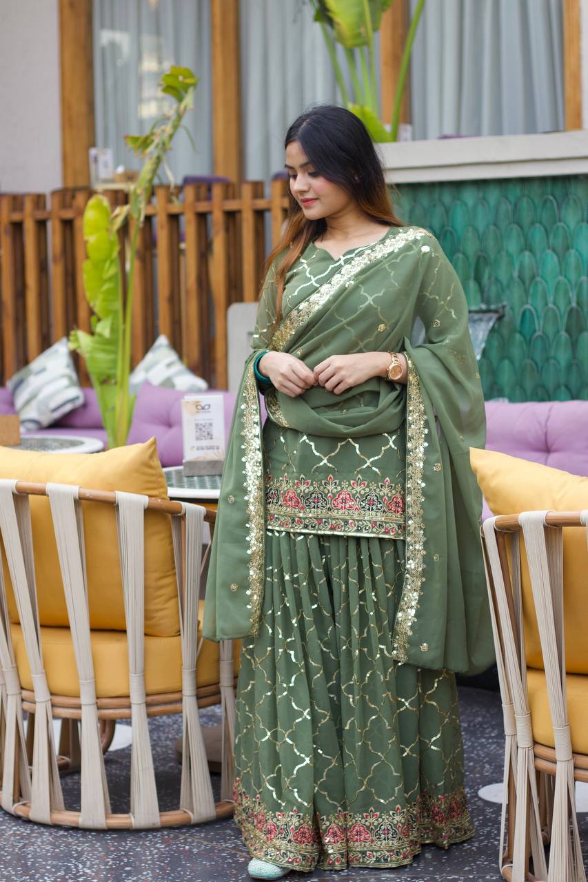 Launching New Designer Party Wear Look Top , Sharara Plazzo and Dupatta