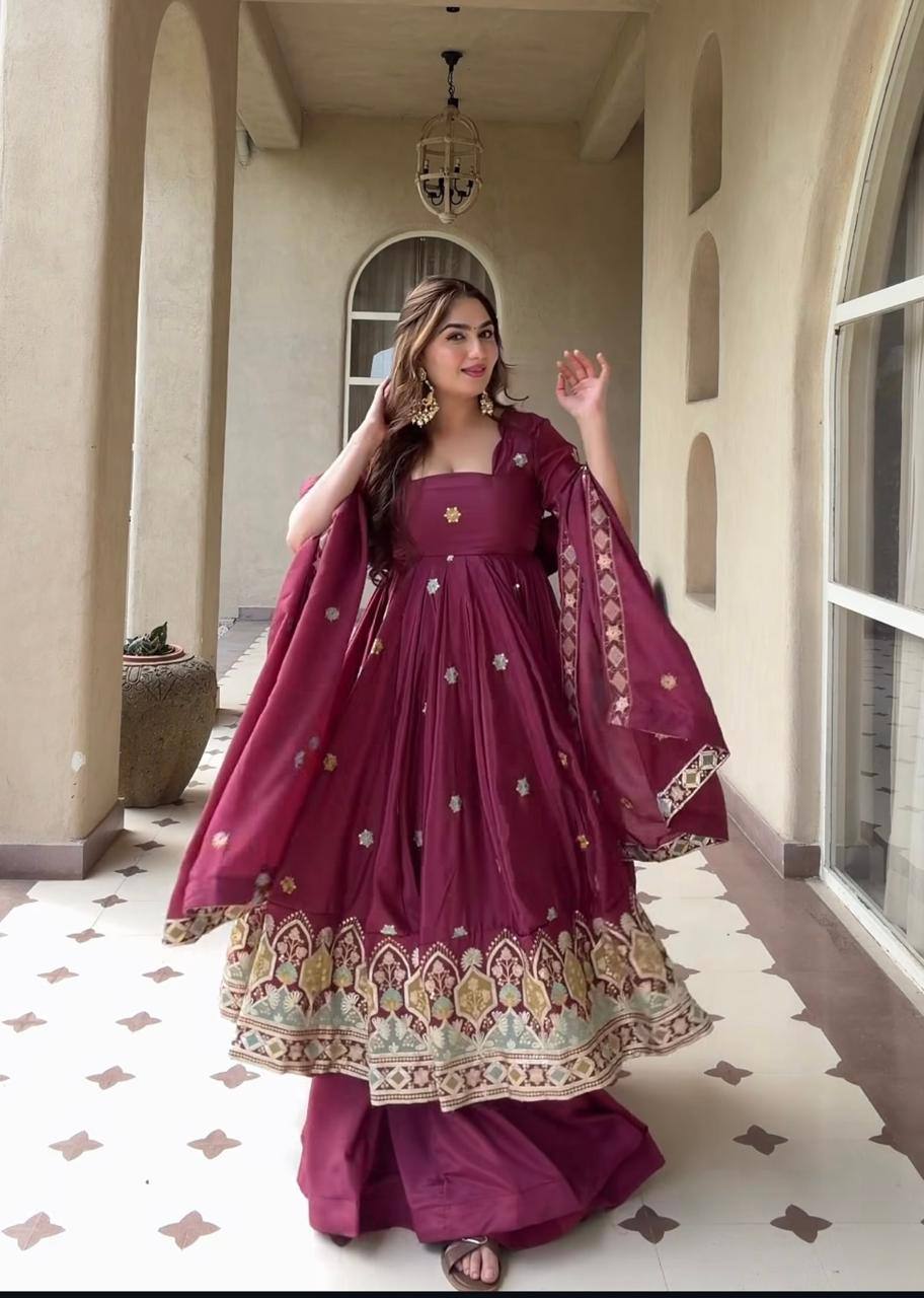 Graceful Presence in Maroon Attire