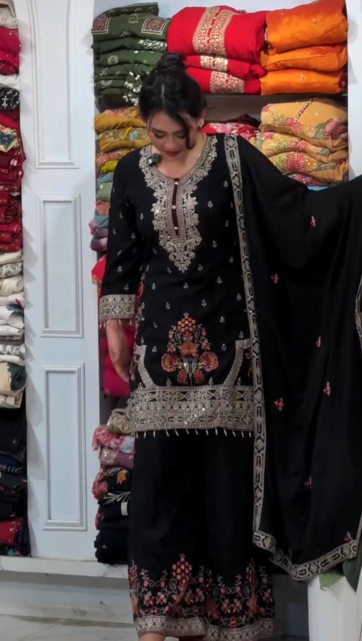 Timeless Black Suit with Exquisite Embroidery