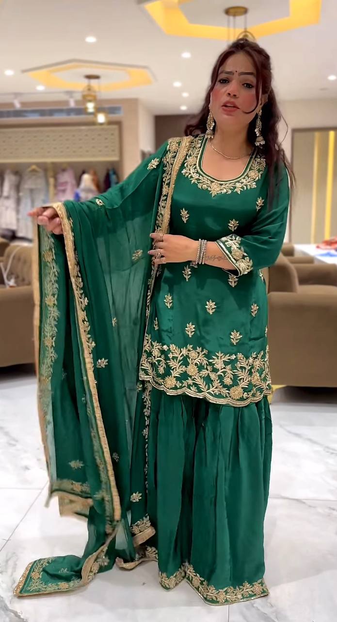 Radiant Beauty in Emerald Attire