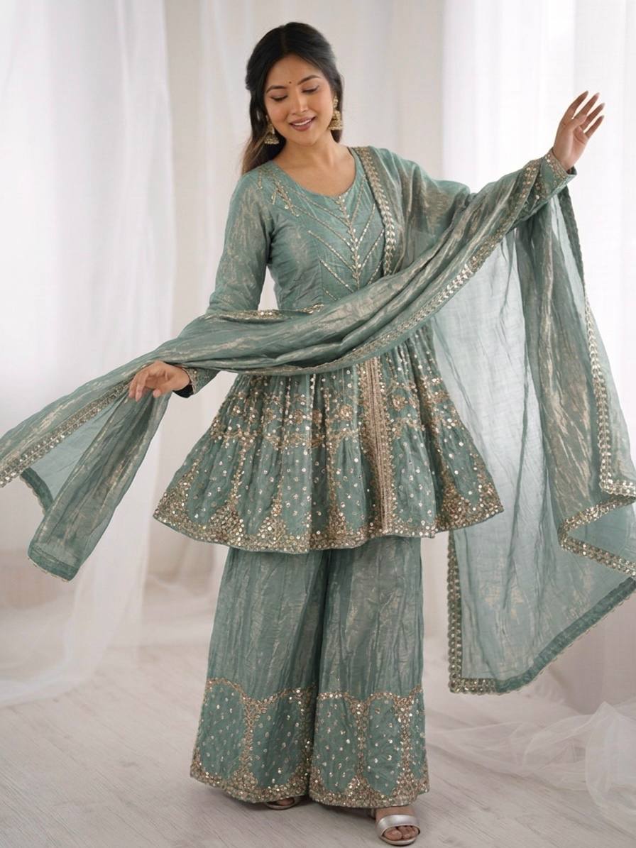 Designer Ethnic Peplum Sharara Outfit