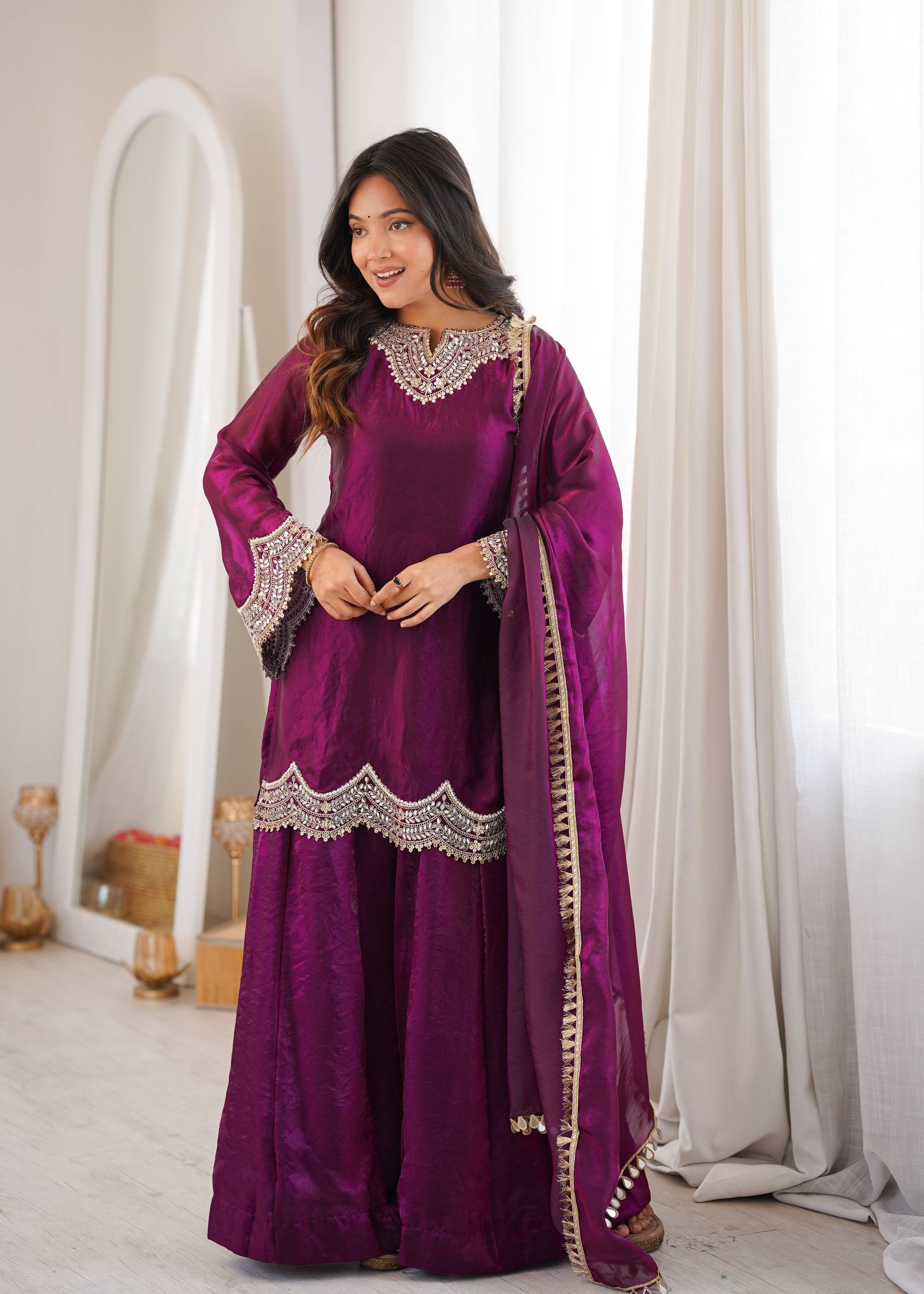 Reflections of Elegance in Wine Attire