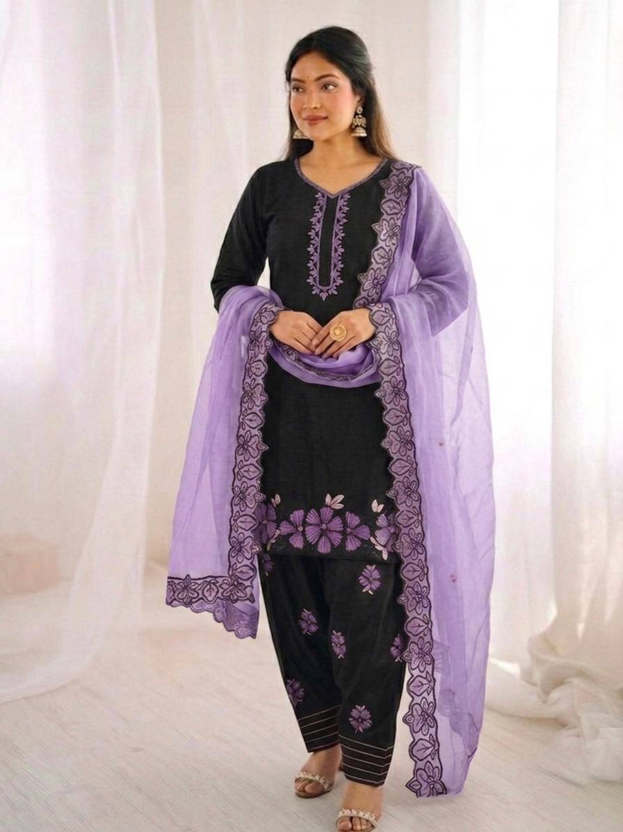 Lavish Heritage Embroidered Suit Set