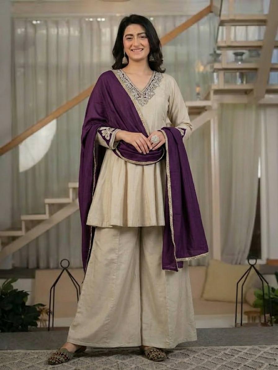 Vibrant Elegance The Purple and Beige Look