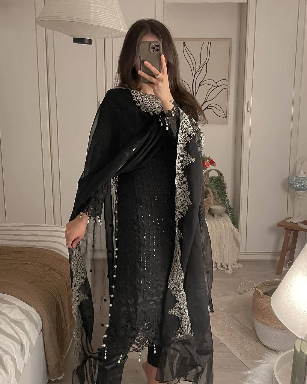 Stylish Black Attire with Beautiful Detailing