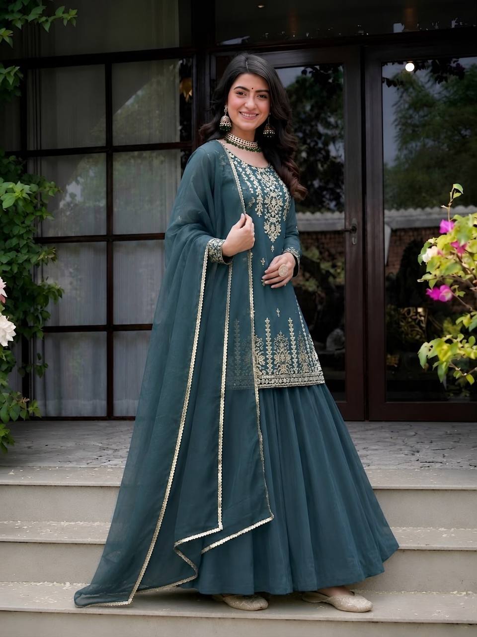 Luxurious Georgette Lehenga with Detailed Embroidery