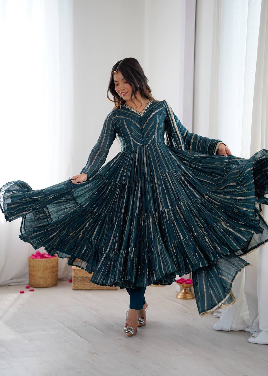 Elegant Tiered Gota Work Anarkali Suit