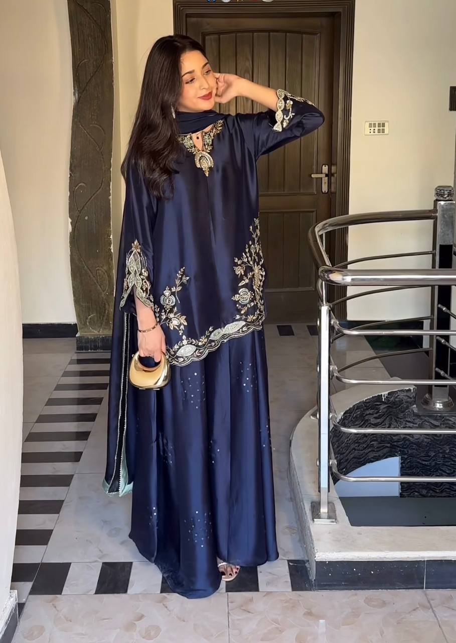 Navy Elegance Graceful Traditional Attire