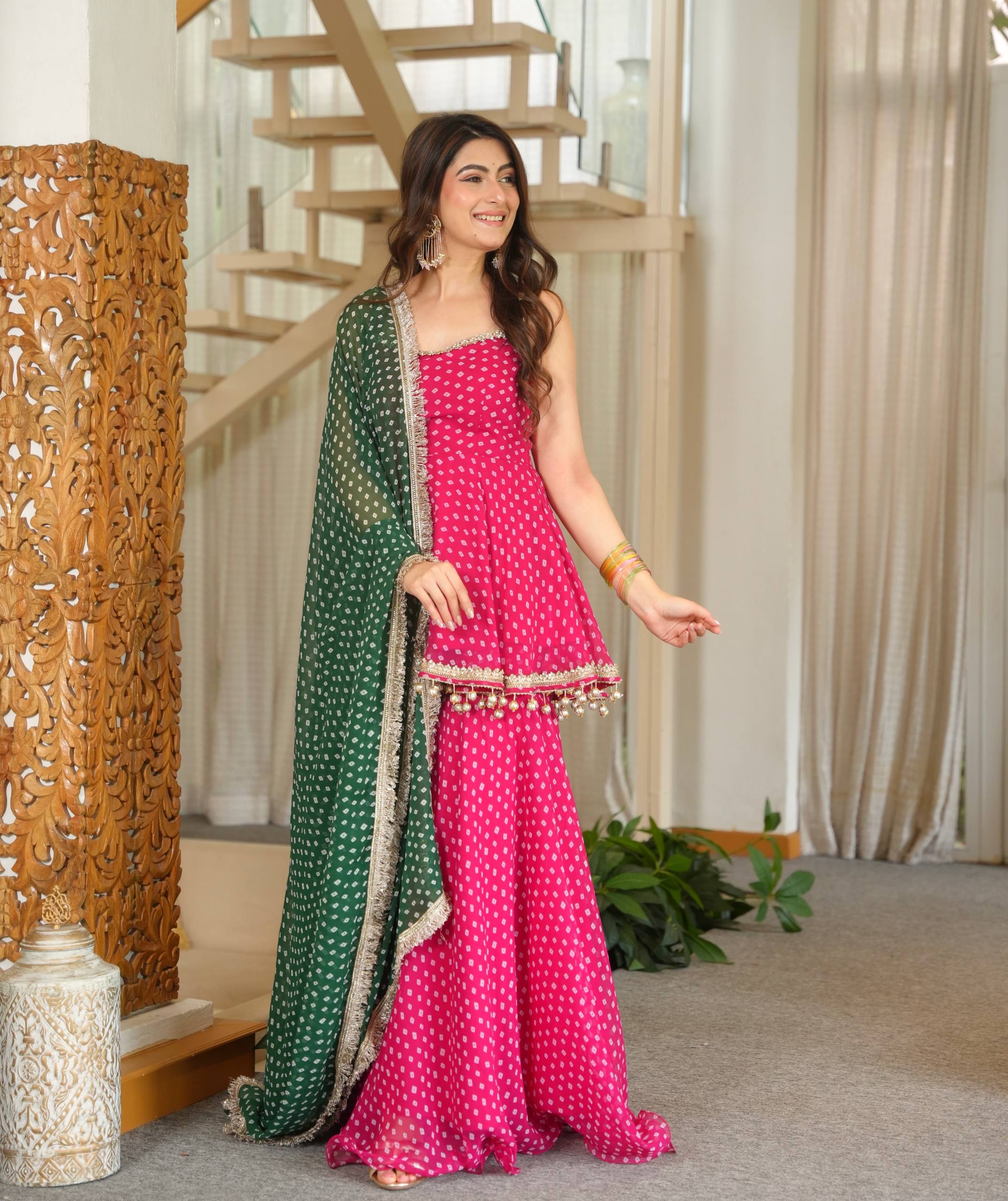 Effortless Fashion Pink Kediya Dress Ensemble