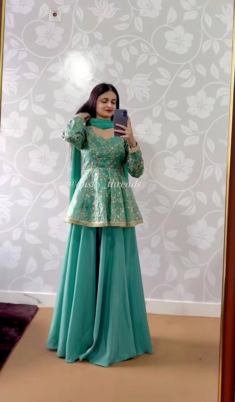 Seafoam Grace Handcrafted Premium Royal Ethnic Celebration Wear