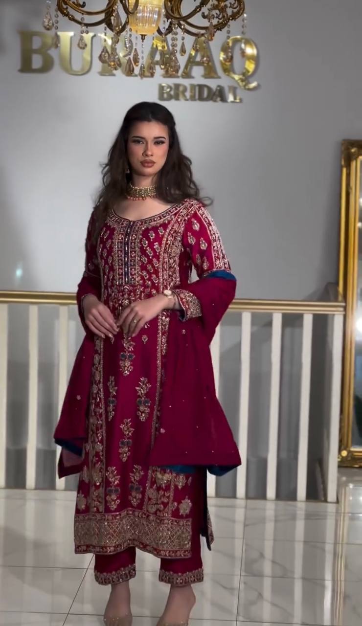Majestic Maroon Bridal Attire