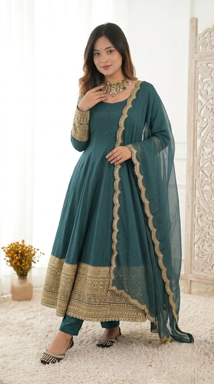 Teal Majesty Premium Handwoven Couture Celebration Wear Collection