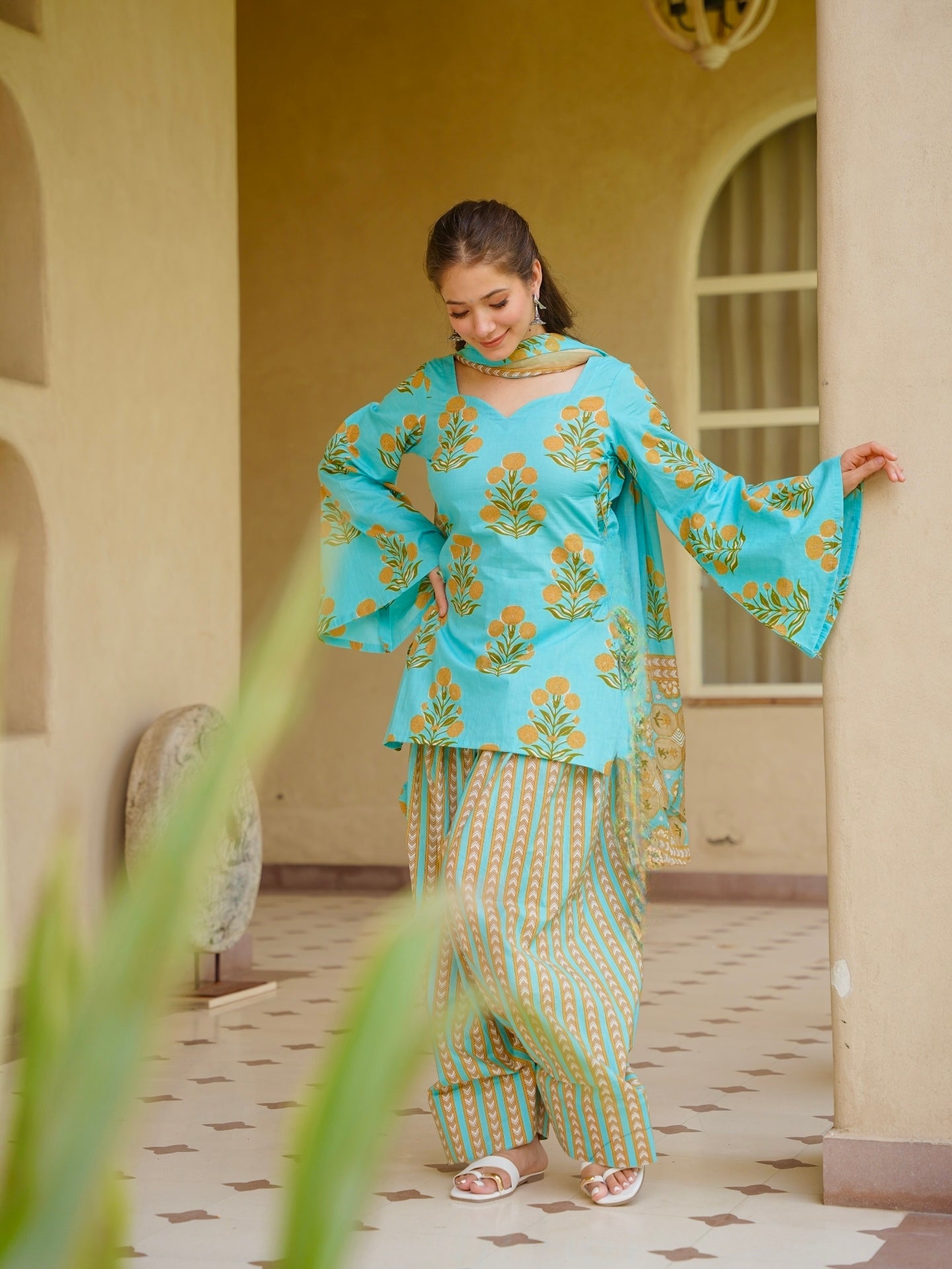 Stylish Statement: Brightly Printed Women's Suit
