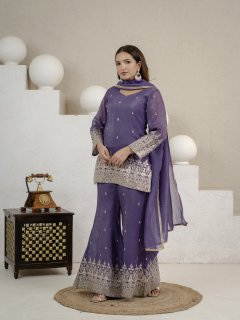 Elegant traditional ethnic suit with embroidery.