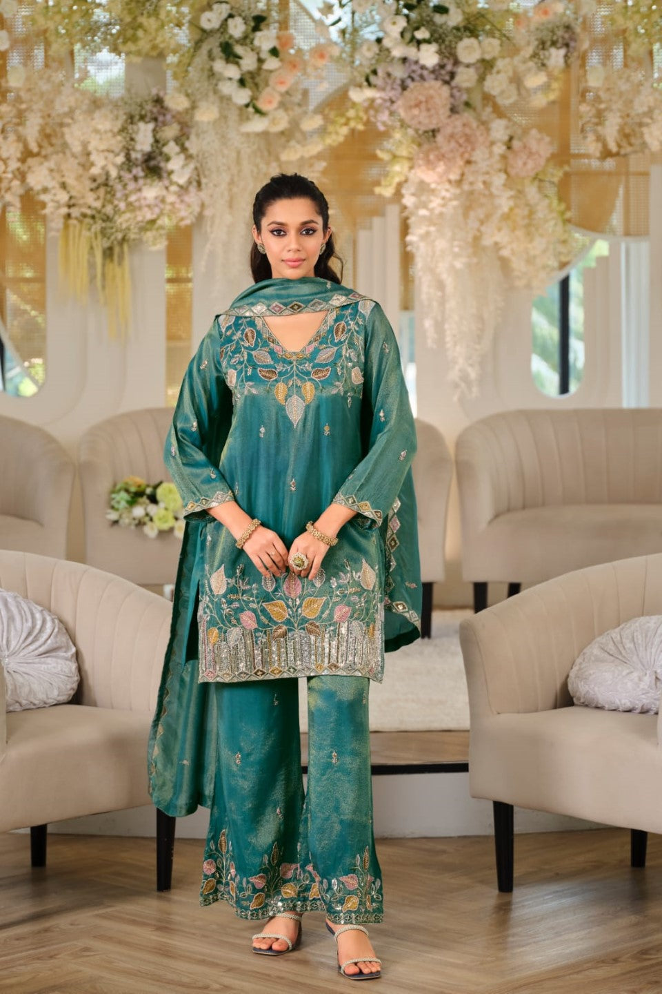 Vibrant Green Ensemble Traditional Pakistani Elegance