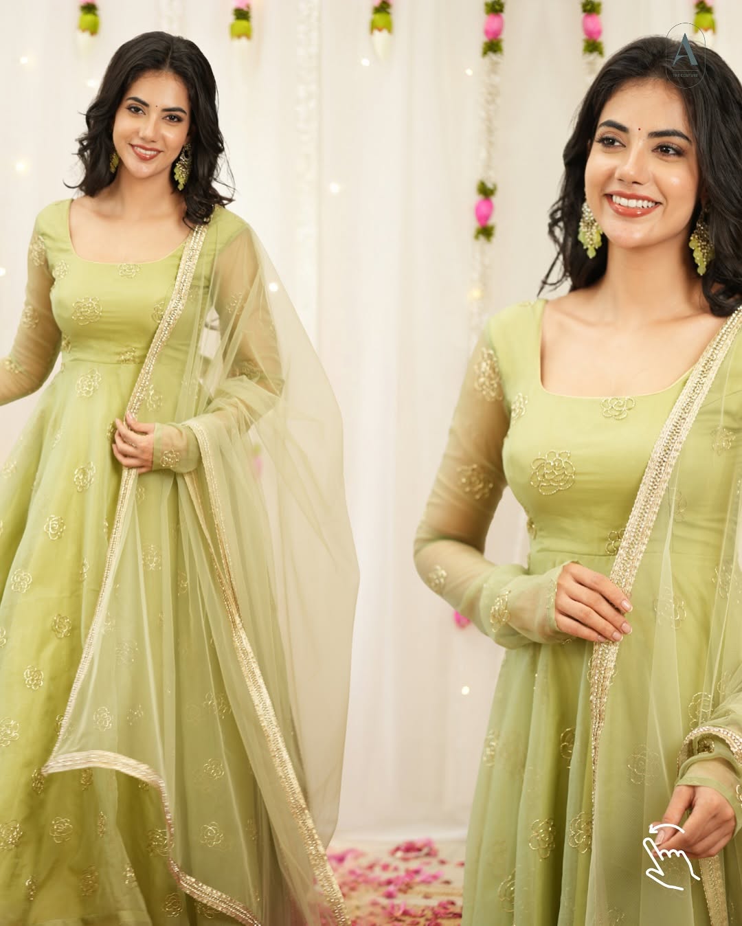 Garden Bloom Pastel Green Anarkali Ensemble