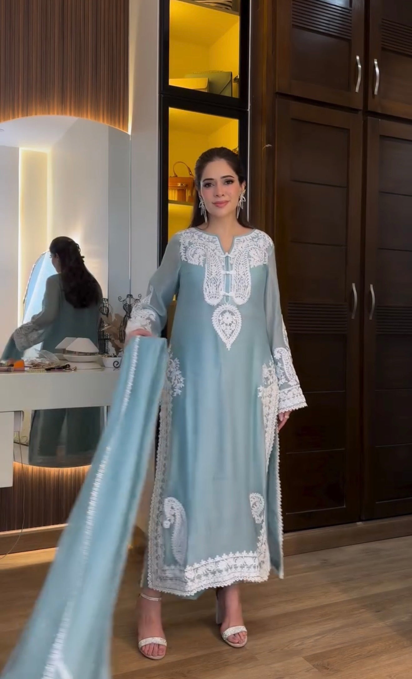 Majestic Style Blue Suit and Embroidery Fashion Statement