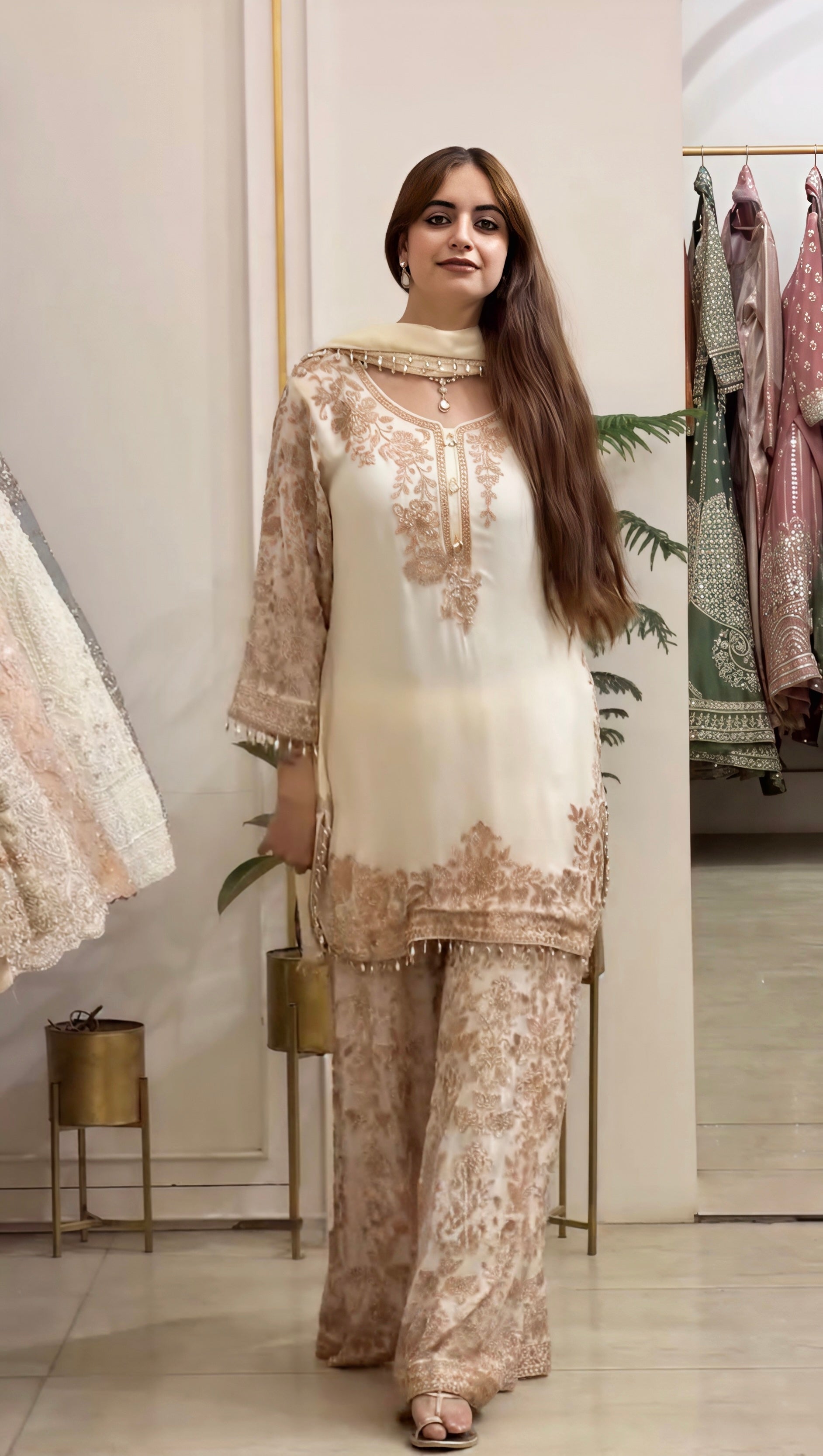 Chic Style Gold and White Ensemble