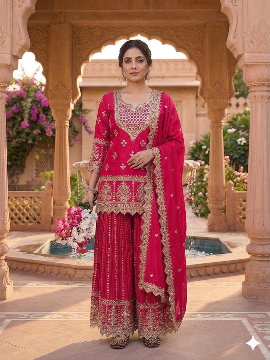 Chic Georgette Salwar Suit with Embellishments