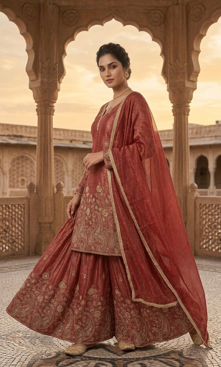 Heavy Embroidered Festive Sharara Suit Set