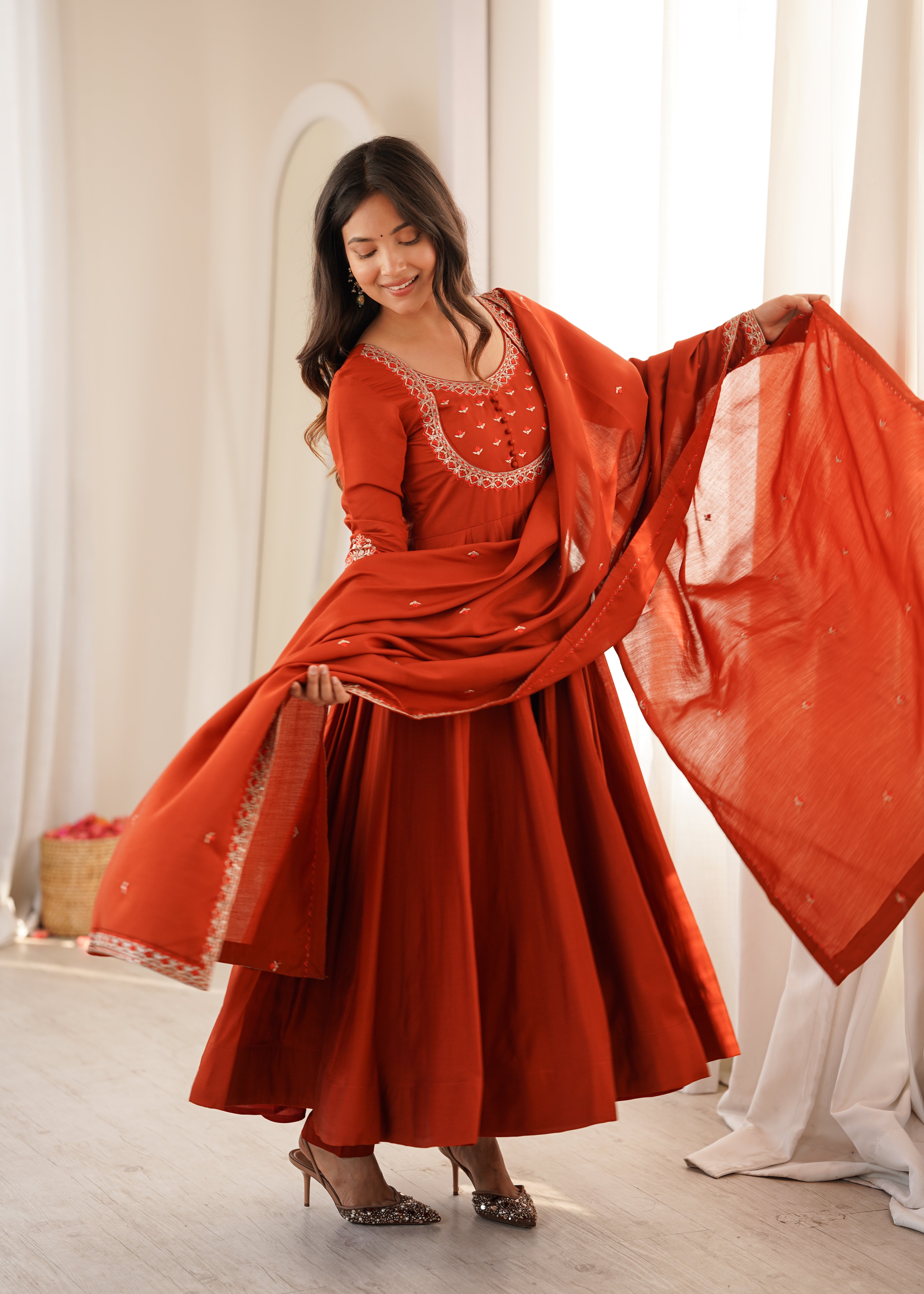 Captivating Charm Orange Dress Delight