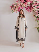 Graceful Embroidered Suit with Floral Accents