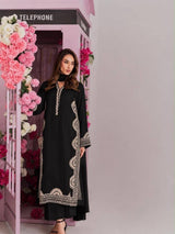 Graceful Embroidered Suit with Floral Accents