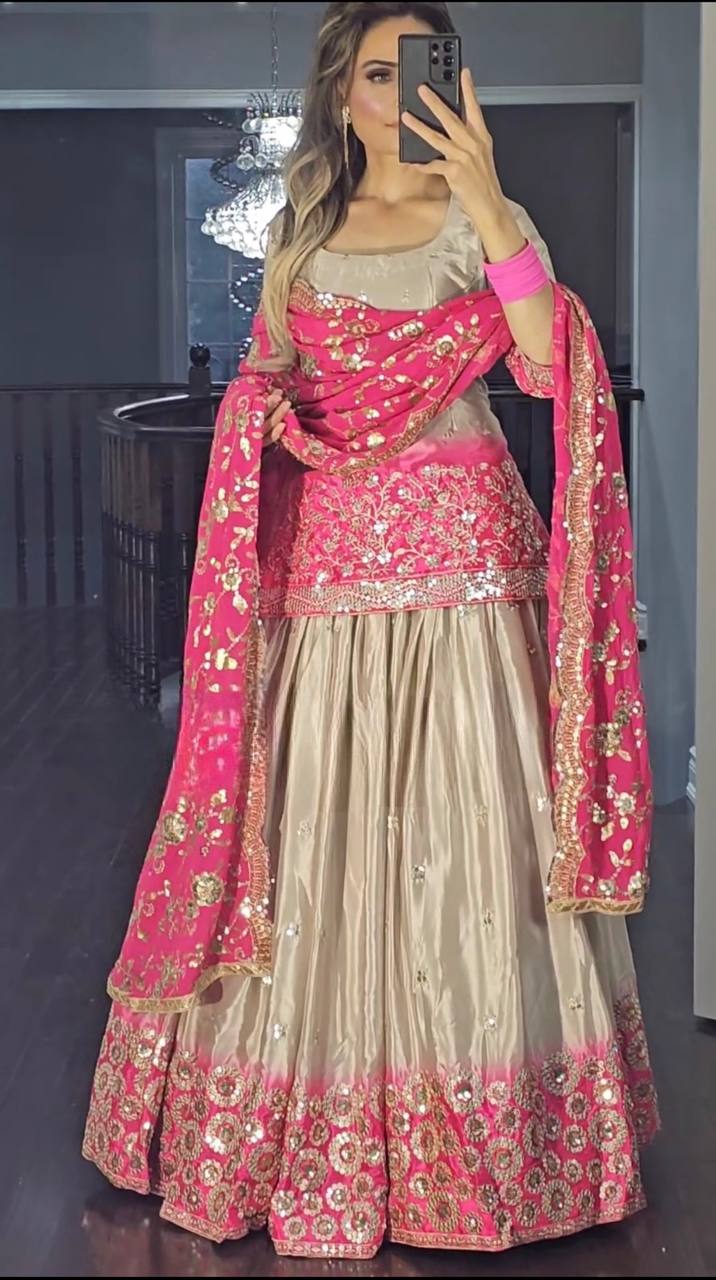 Top Lehenga and Dupatta With Heavy Embroidery Work Set