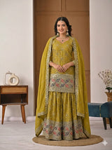 An elegant embellished traditional sharara suit set