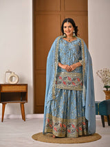 An elegant embellished traditional sharara suit set