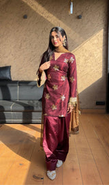 Elegant Ethnic Charm in Maroon