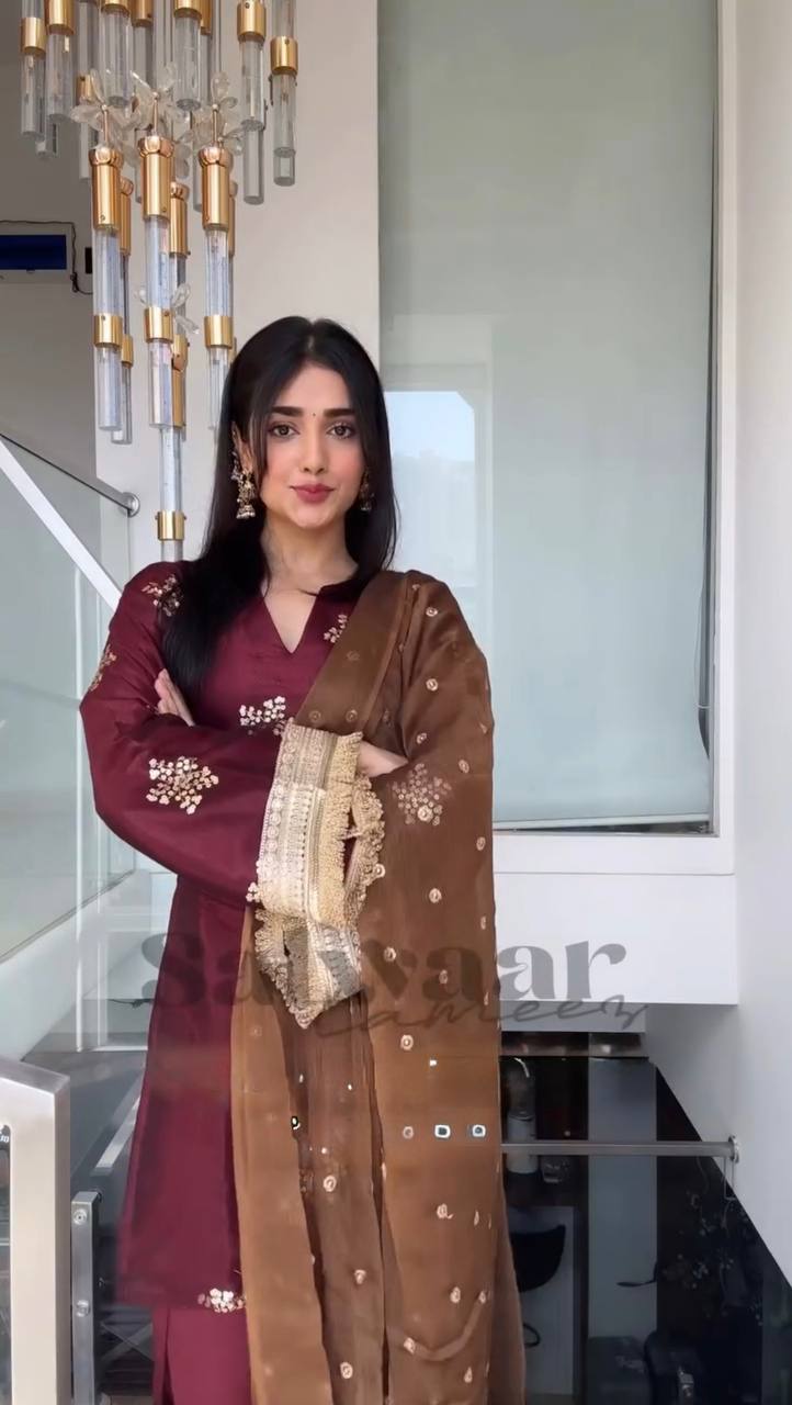 Elegant Ethnic Charm in Maroon