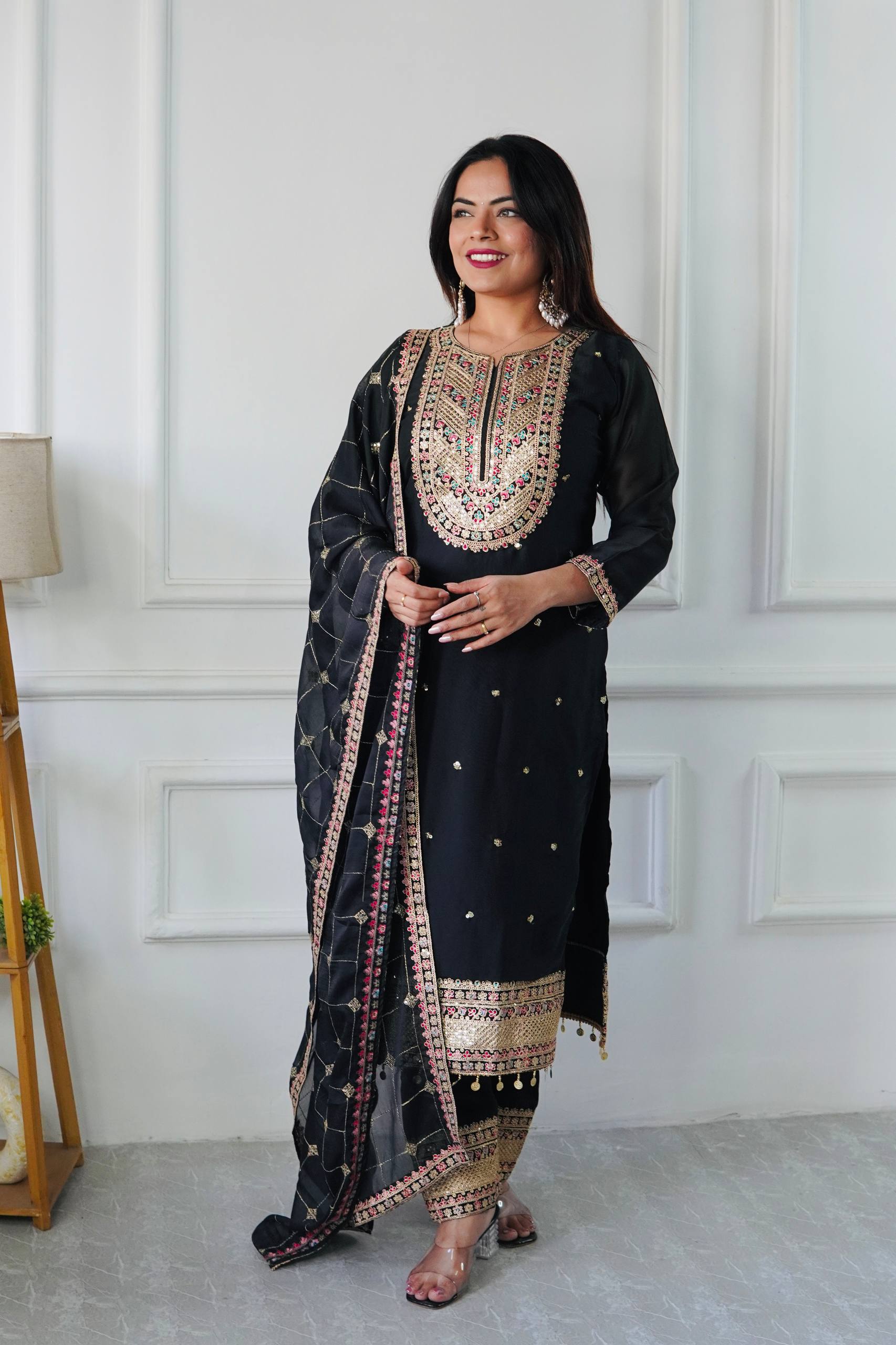 Radiant Elegance in Black Ethnic Fashion