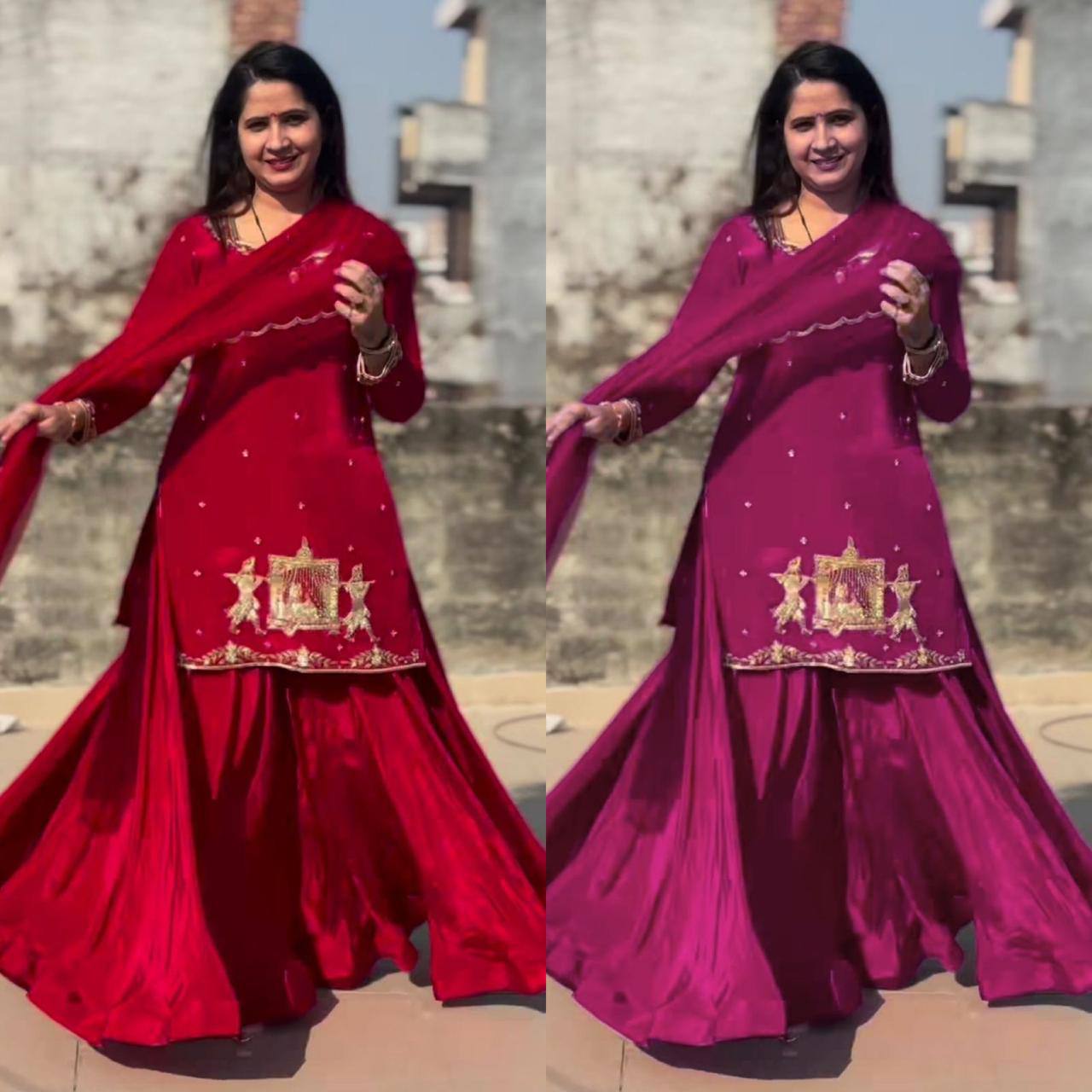 A Red and Pink Top Lehenga Fashion Statements