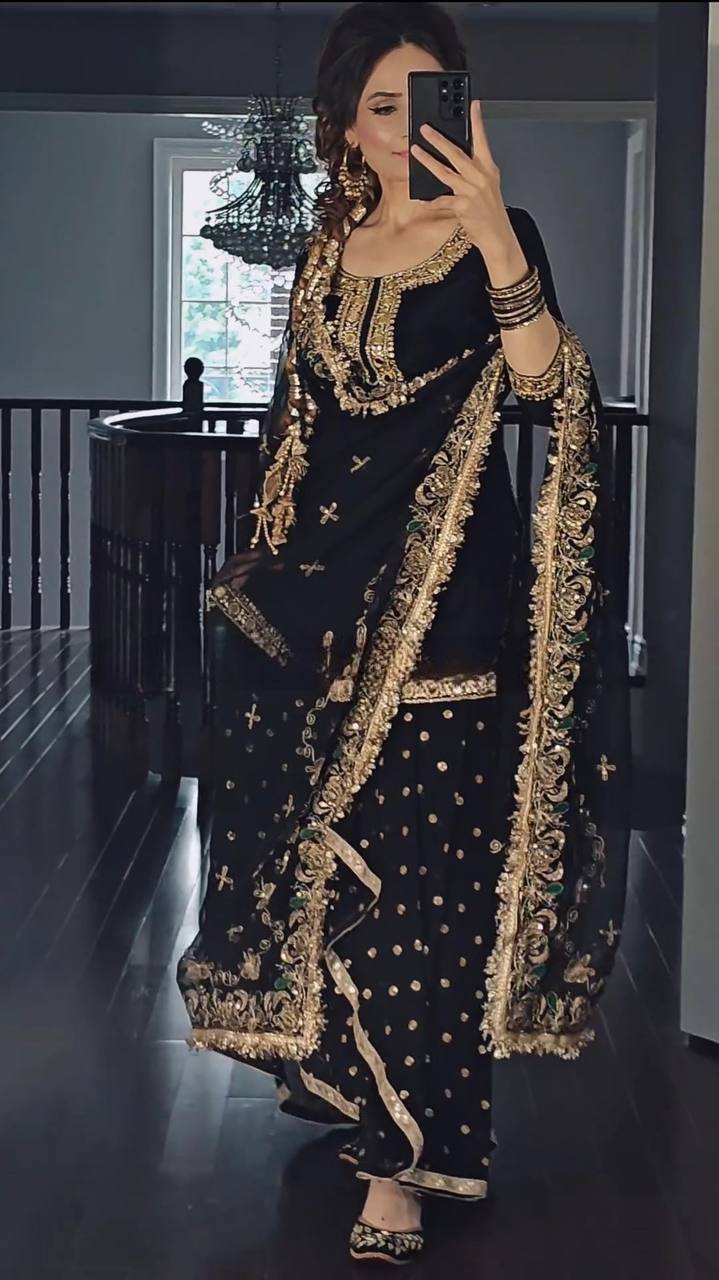 Punjabi Party Wear Look Top ,Dhoti Skirt and Dupatta