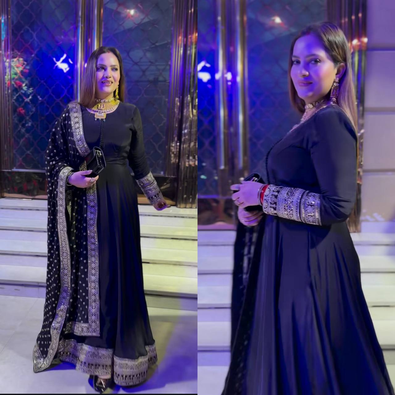 Timeless Grace Luxe Black Anarkali Ensemble