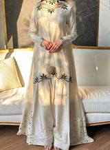 Elegant ivory salwar suit with black embroidery